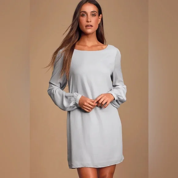 Lulus Dresses Lulus Status Update Light Grey Shift Dress S